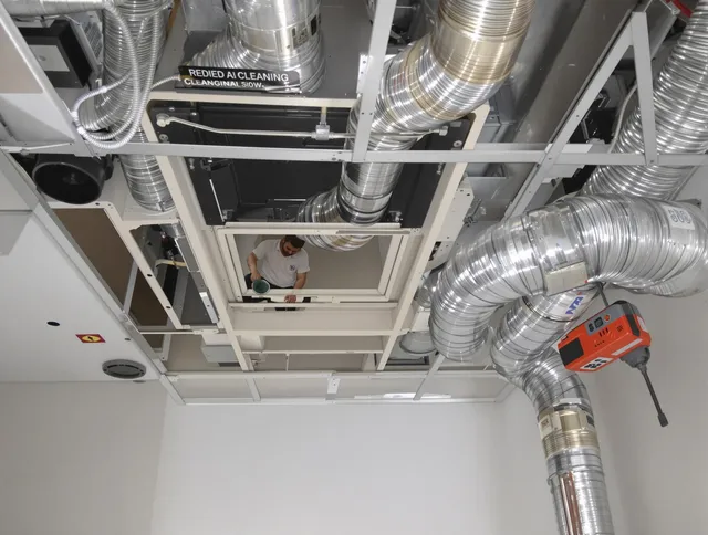 Wayland Air Duct Cleaning technician performing detailed central duct system cleaning in Wayland