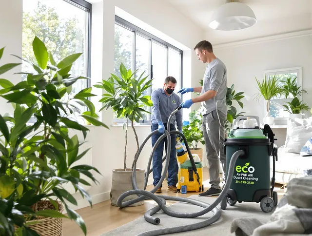Wayland Air Duct Cleaning technician performing eco-friendly duct cleaning using sustainable methods in Wayland